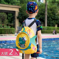 【荷生活】夏季海灘游泳池防水收納雙肩包 乾濕分隔設計透明運動背包-大號2入組