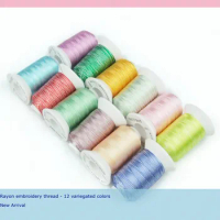 New Arrival Simthread 100% Viscose Rayon Embroidery Thread 12 popular Variegated Colors