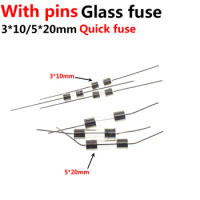 100PCS 5x20mm 3x10 Axial Glass Fuse Fast Blow 250V With Lead Wire 5x20 F 0.5A/1A/2A/3A/3.15A/4A/5A/6.3A/8A/10A/12A/15A fuse tube
