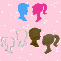 Cetakan kue karakter 3d print cookie fondant clay cutter Barbie Ken