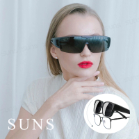 【SUNS】台灣製偏光太陽眼鏡 上翻式 鋁紫框 墨鏡 抗UV400/可套鏡(防眩光/遮陽)