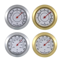Round Glass Analogs Hygrometer,MiniRound Cigars Hygrometer 43mm Cigars Humidity Detector Hygrometer, Thermometer