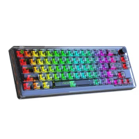 MT66 Transparent Mechanical Gaming Keyboard Three-mode Wireless Bluetooth 2.4g Hotswappable 66keys Keyboard Dynamic RGB Light