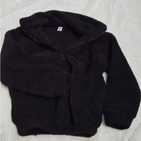Sweater Half Zip Crop Sherpa Bulu Hitam XL