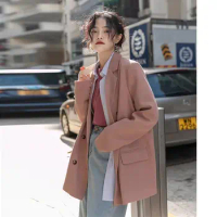 Winter Jacket Tops for Women Office Ladies OL Clothes Long Sleeve Blazer Coat Vintage Clothing