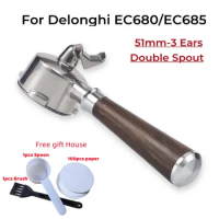 51mm Portafiter Bottom Double Spout Filter for Delonghi EC680 De longhi EC685 Dedication Cafetera Espresso Coffee Accessories