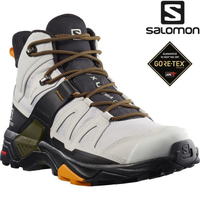 Salomon X Ultra 4 Mid 男款中筒Gore-tex防水登山鞋 L41294500 月球岩灰/磁灰/奶油