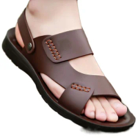 Men's Sandal The New Summer Leather Cowhide Slippers Non-slip Beach Shoes Sandals for Men Sandals Slippers