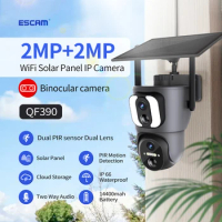 ESCAM QF390 4MP UHD Ubox APP Solar Power Dual Lens WIFI IP Dome Camera AI Humanoid Detection WIFI CCTV Baby Monitor