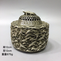 純銅千鶴龜熏香爐黃銅盤香爐家用室內裝飾品創意香爐擺件供佛香爐