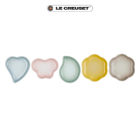 【Le Creuset】繁花系列瓷器迷你淺盤5入組(銀灰藍/貝殼粉/湖水綠/溫桲黃/肉荳蔻)