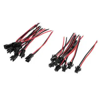 10 Pcs Black Red 8cm Length 2 Pins EL Wire Cable Connectors