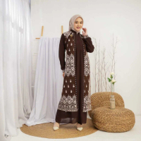 Amanda Dress Ceruti Brukat Double Layer Gamis Fashion Muslim Kondangan By Hallovin