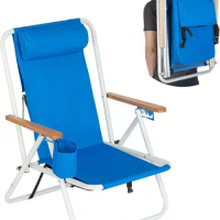 Adult Beach Chair 2 set, Side table, folding lounge Chair, Deck Lounge Light Backpack Camping Chair (Navy)