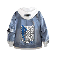 118 Attack on Titan Freedom Wing Denim Jacket for Men bf Wind Baggy Coat Anime Secondary  Cross-Border