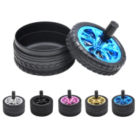 Funny Ashtray With Lid Cover Windproof Rubber With Metal Ash Tray Push Down Spinning Self-Cleaning Ashtray Smoking Accessories