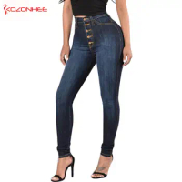 Plus Size Elastic Jeans For Women With High Waist Bamboo Fiber Stretching Black Jeans Skinny Pencil Trousers For Women big size