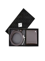 ชุดของขวัญ DAPPER Monogram Wallet & Reversible Belt สีน้ำตาล (BBX E1 1008BW)