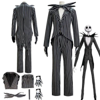 Nightmare Jack Cos Skellington Cosplay Costume Outfits Women Men Adult Halloween Carnival Party RolePlay Suit
