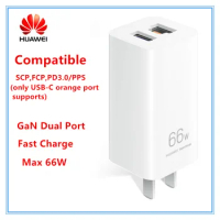 HUAWEI Gallium Nitride SuperCharge Charger GaN Max 66W For Huawei Mate40 Mate30Pro P40 Compatible SCP/FCP/PD3.0/PPS