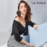 【Le Polka】鏤空貝殼釦針織衫-女