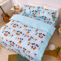 戀家小舖【米奇小花園】雙人床包含兩件枕套 高密度磨毛 台灣製