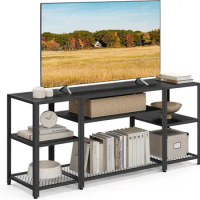 TV Stand for 65 Inches TVs, Industrial Entertainment Center, Modern TV Console with Open Storage Shelves for Living Room,Bedroom