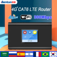 Benton 4G Lte Router CAT6 300Mbps Unlocked Pocket WiFi MiFi Router Portable WiFi Repeader Wireless Router Modem Outdoor Hotspot