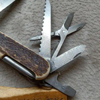 1 Piece Swedish Powder Damascus Steel Handmade Scissors for 91mm Swiss Army Knife