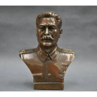 7" Russian Leader Joseph Stalin Bust Bronze Statue