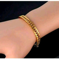 Gelang titanium model Rantai 8mm 18cm warna gold