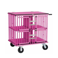 Pet Show Foldable Aluminum Dog Trolley Handled Cat Cage Pet Mobile Foldable Carrier Light-weighted Dog Pet Trolley