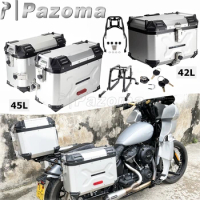 Aluminum Motorcycle Rear Trunk Luggage Tool Storage Box For Harley Softail FXBB FXBBS FXST 45L Side Case+42L Top Boxes 18-2023