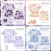 (3-9 TH) STL12 Setelan Baju Tidur Anak Perempuan Lengan dan Celana Pendek Korea Style kekinian impor