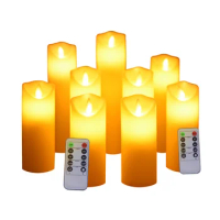 Set of 9 LED Flameless Candles Remote Control Wax Pillar LED Candles Decorative Lighting for Home Decor Party Wedding Christmas