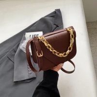 Solid Plaid Crossbody Bags For Women, Chain Decor Fashion Shoulder Bag Ladies Handbag For Daily Used