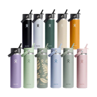 【Hydro Flask】24oz/709ml 寬口 吸管 真空 保溫瓶(高保冰 保溫 無毒 美國品牌 食安 防滑塗層 大口徑)