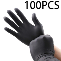 100 Pack Disposable Black Nitrile Gloves For Household Cleaning Work Safety Tools Gardening Gloves Kitchen Cooking Tools Tatto