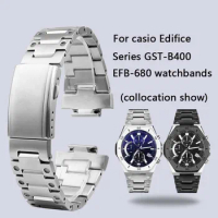 Hot Sale Solid Stainless Steel Metal WatchBand For Casio Edifice Series GST-B400 EFB-680 CL-7A ECB-10D Watch Bracelet 14mm Strap