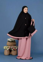 First Hijab Mecca Prayer Set Premium Black in Pink