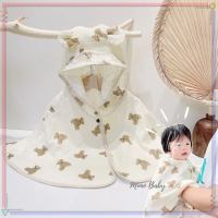 Áo choàng xô muslin tránh gió, tránh nắng kèm mũ chắn giọt bắn mềm mại cho bé Mimo Baby QA31COD