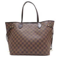 【二手名牌BRAND OFF】LOUIS VUITTON LV 路易威登 棕色 棋盤格帆布 Neverfull MM 托特包 N51105