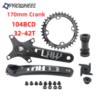 PROWHEEL Bicycle Crankset 104BCD 32-42T 170mm Crank for MTB Mountain Bike with BB 1/2x10/11 Speed Aluminum Alloy Cycling Parts