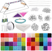 OMISTAR Adjustable Metal Bead Loom Kit Loom Beading Supplies with 46000 Glass Seed Beads 2 Bead Need