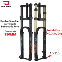 BOLANY Doubshoulder Inverted Bike Air Suspension Fork 27.5/29inch Boost Fork Thru Axle 175mm Travel Stright/Tapered MTB Fork
