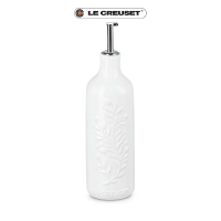 【Le Creuset】瓷器調味油瓶600ml(橄欖雕花/棉花白)