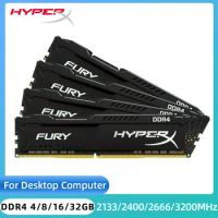 HyperX Fury Memoria DDR4 32GB 16GB 8GB 4GB 3200MHz 2133MHz 2400MHz 2666MHz Desktop Memory DIMM RAM PC4-25600 21300 19200