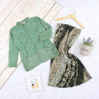 Baju Kebaya Anak Perempuan Modern Setelan Brukat Rok Plisket Indah Set