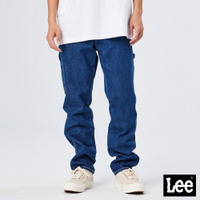 Lee 男款 工裝風高腰舒適小直筒牛仔褲 中藍洗水