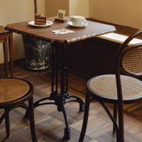 桌子 復古實木桌椅咖啡桌家用餐廳美式桌子歐式甜品中古方桌餐桌